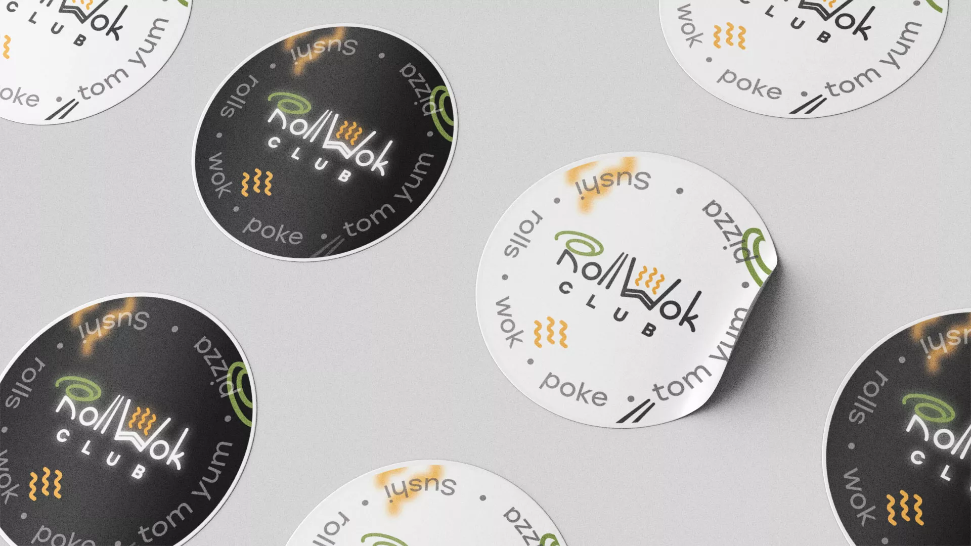 Разработка наклеек для суши-бара «Roll Wok Club» в Ефремове